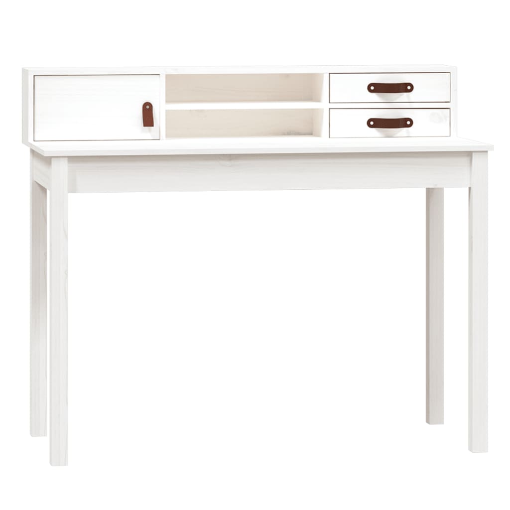 Bureau 110x50x93 cm massief grenenhout wit