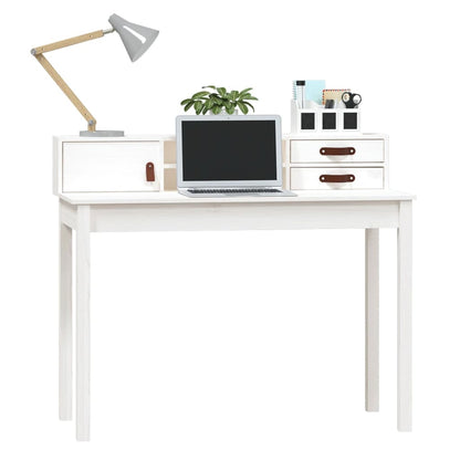 Bureau 110x50x93 cm massief grenenhout wit