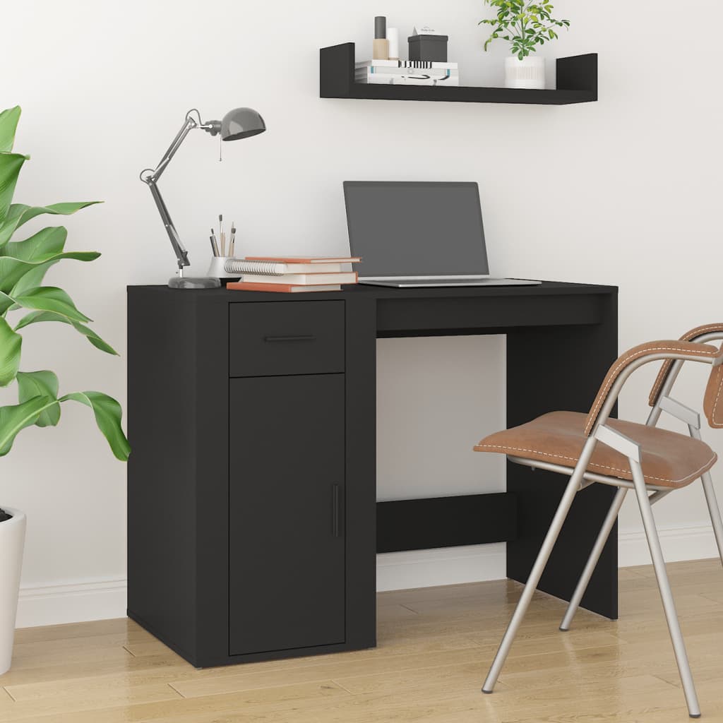 Desk 100x49x75 cm processed wood black