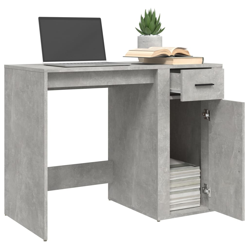 Bureau 100x49x75 cm bewerkt hout betongrijs