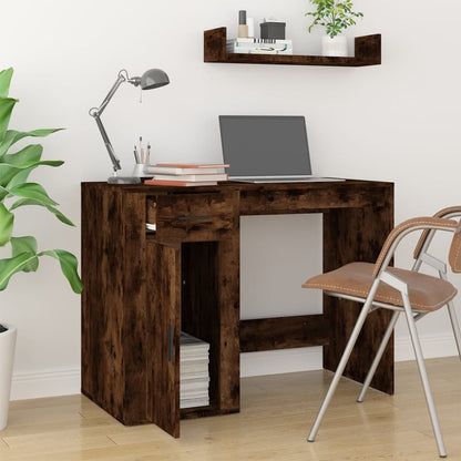 Desk 100x49x75 cm processed wood smoked oak color