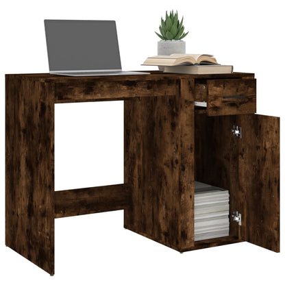 Desk 100x49x75 cm processed wood smoked oak color