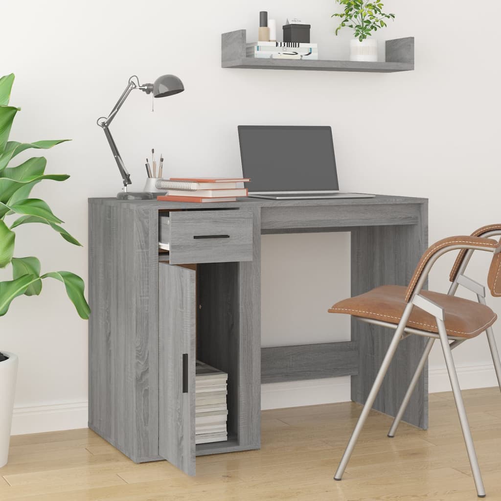 Desk 100x49x75 cm processed wood gray sonoma oak color