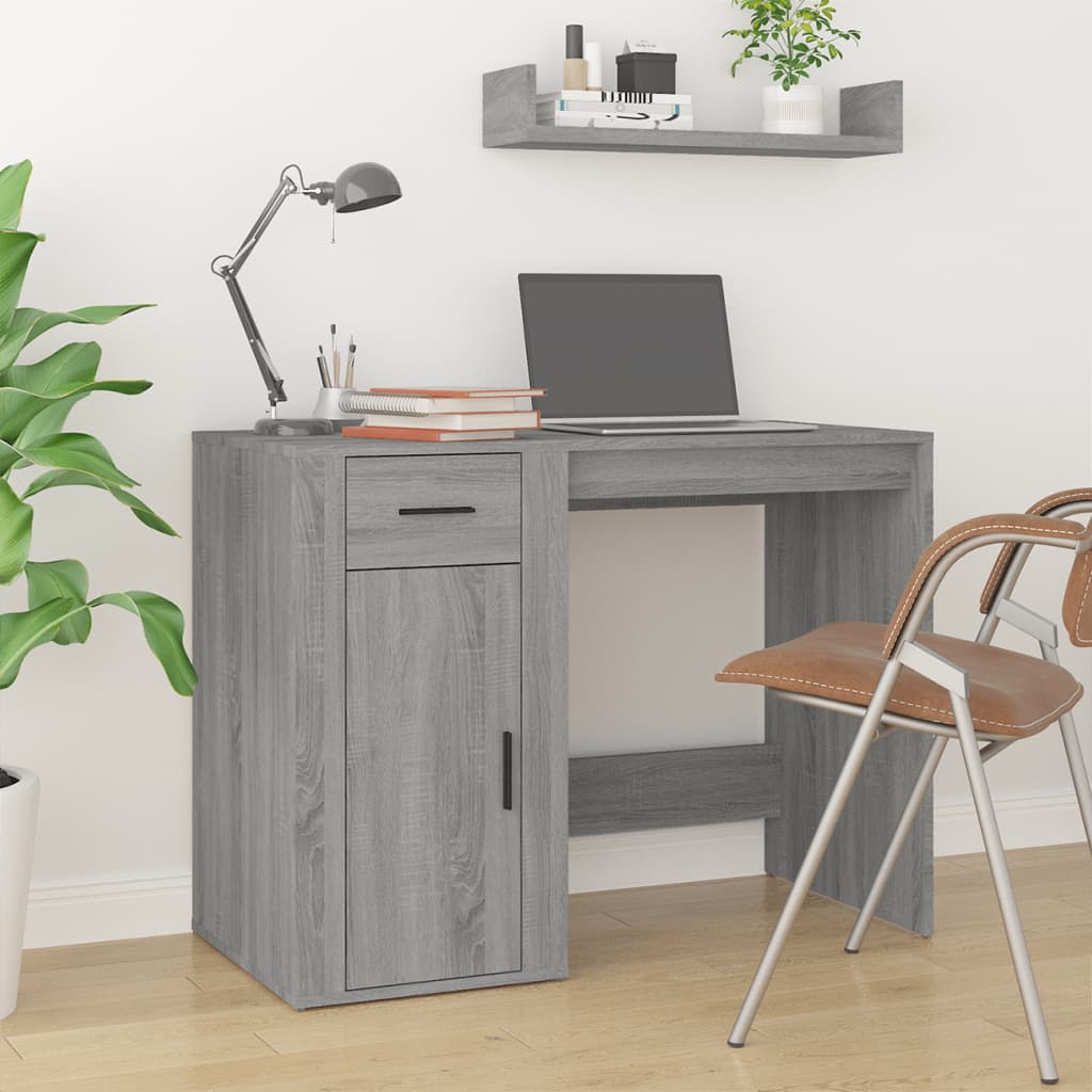Desk 100x49x75 cm processed wood gray sonoma oak color