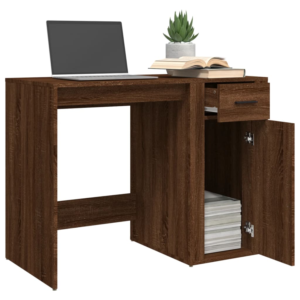 Bureau 100x49x75 cm bewerkt hout bruin eikenkleur