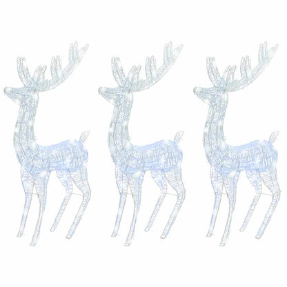 Kerstdecoratie rendier XXL 3 st 250 LED's warmwit 180 cm acryl
