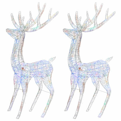 Kerstdecoratie rendier XXL 2 st 250 LED meerkleurig 180cm acryl