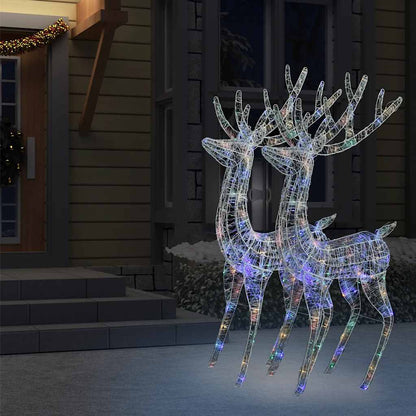 Kerstdecoratie rendier XXL 2 st 250 LED meerkleurig 180cm acryl