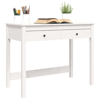 Desk with drawers 100x50x78 cm solid pine wood white