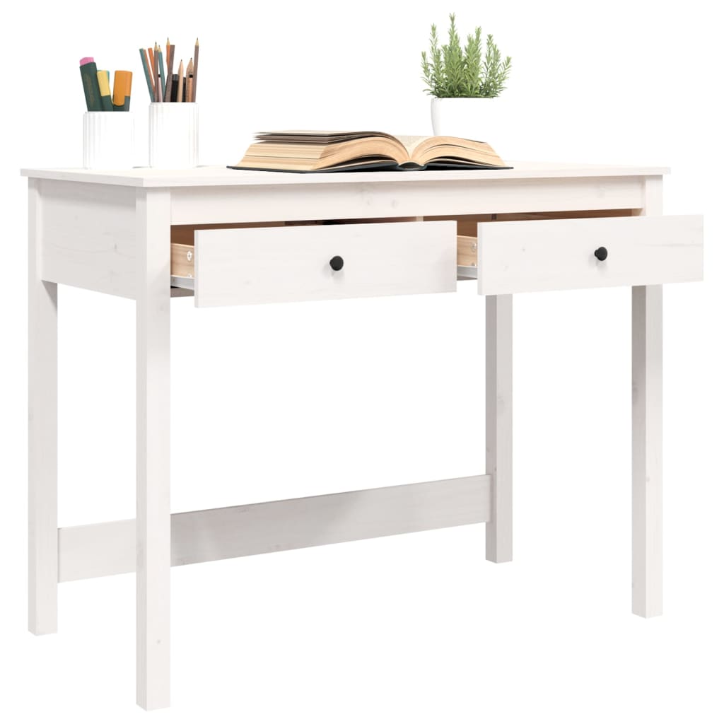 Desk with drawers 100x50x78 cm solid pine wood white