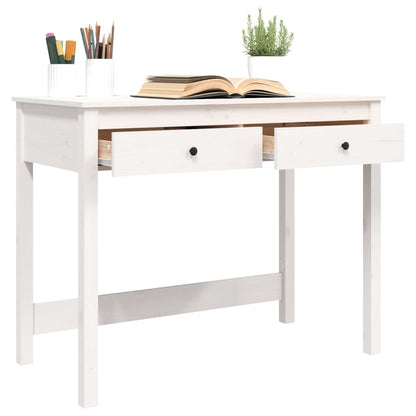 Desk with drawers 100x50x78 cm solid pine wood white