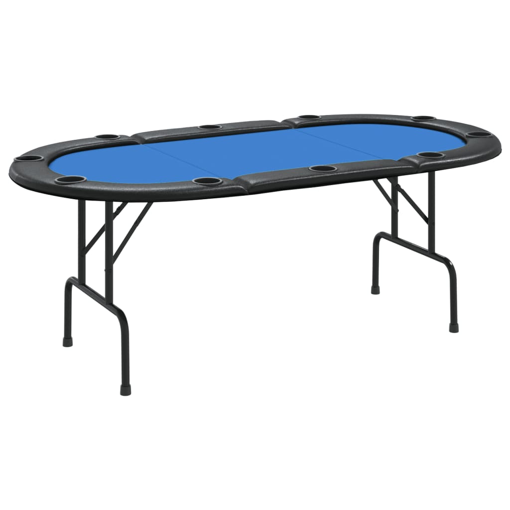 Poker table for 10 players foldable 206x106x75 cm blue