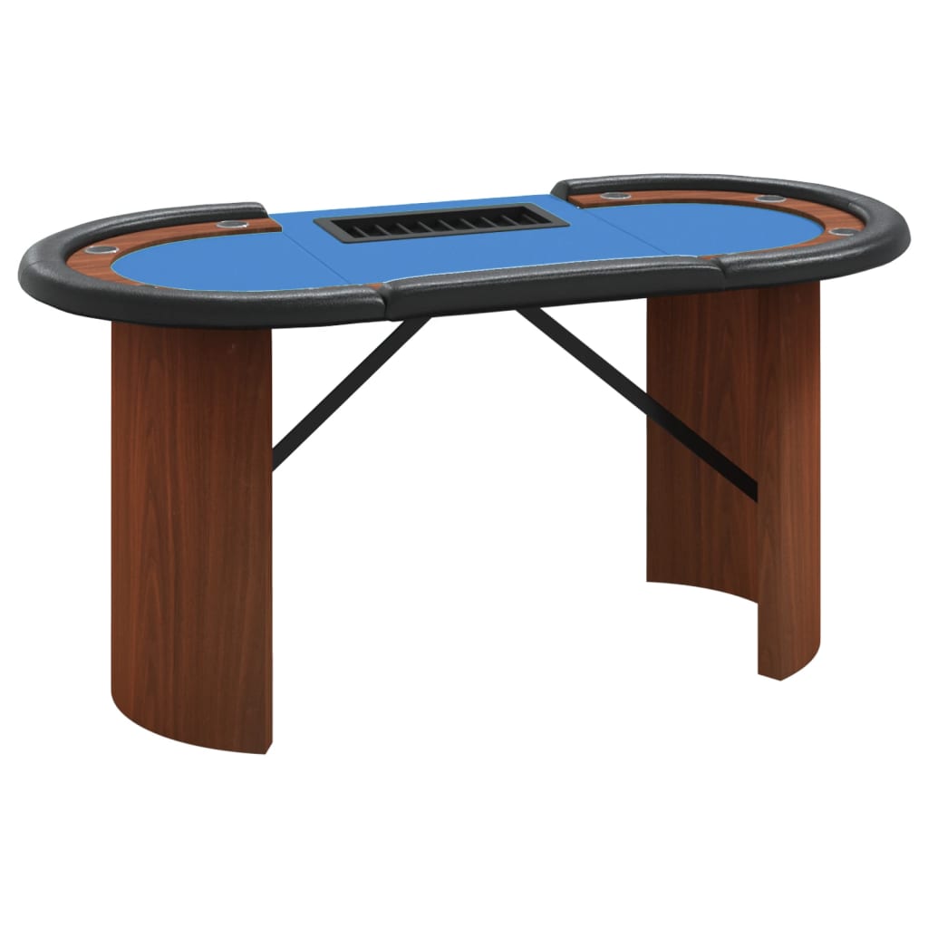 Poker table for 10 players with chip tray 160x80x75 cm blue