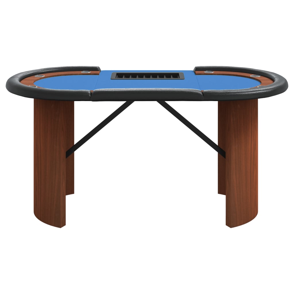 Poker table for 10 players with chip tray 160x80x75 cm blue