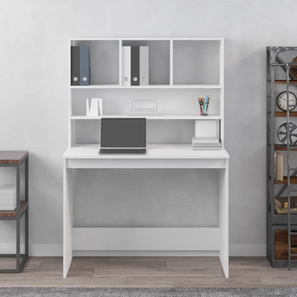 Desk with shelves 102x45x148 cm processed wood white