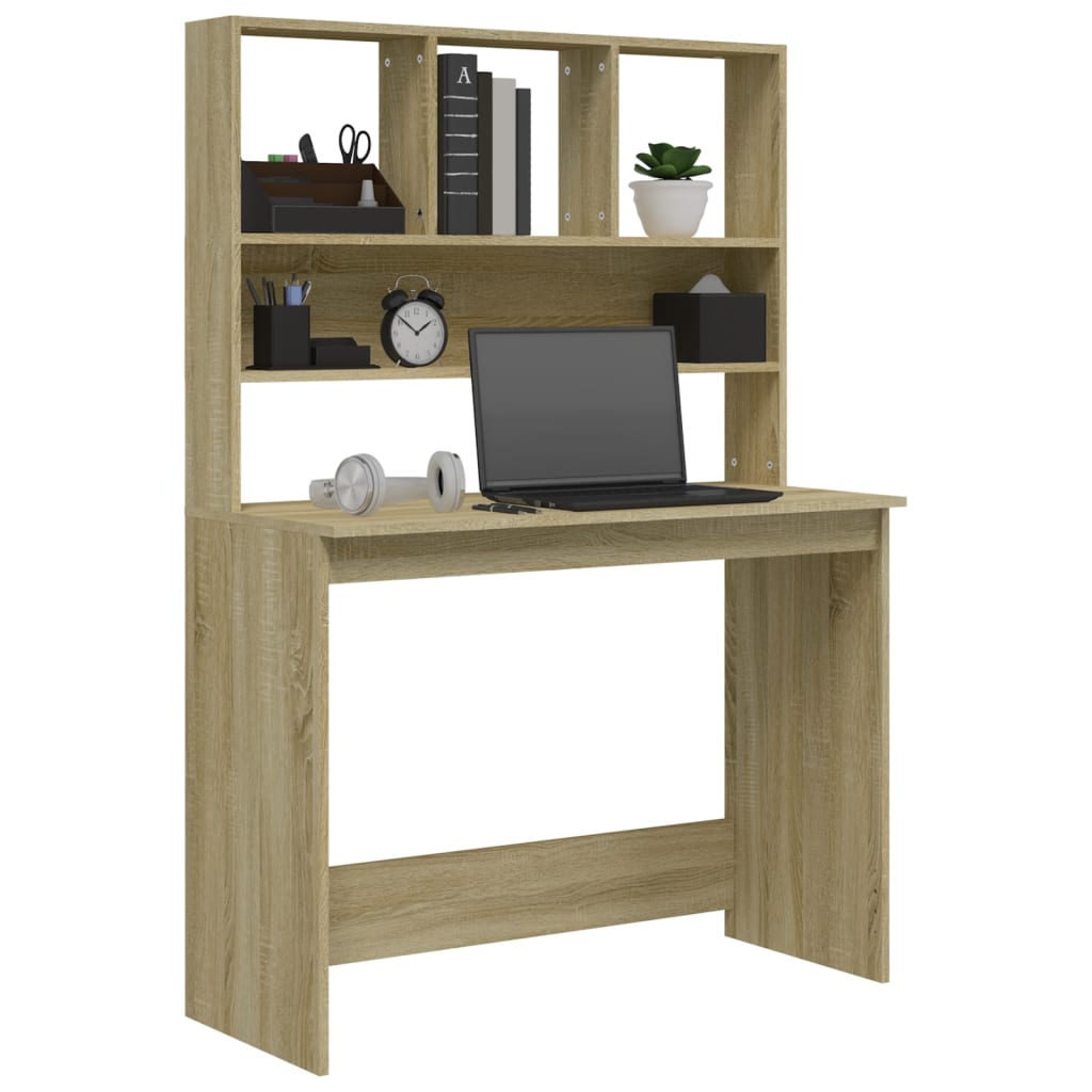 Desk with shelves 102x45x148 processed wood sonoma oak color