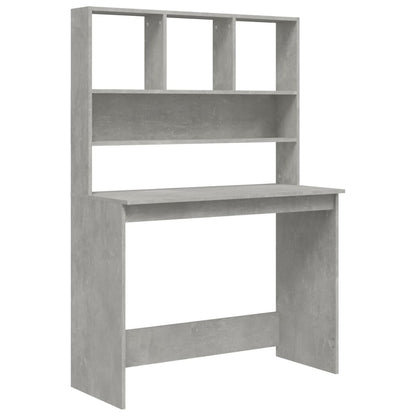 Desk with shelves 102x45x148 cm processed wood concrete gray