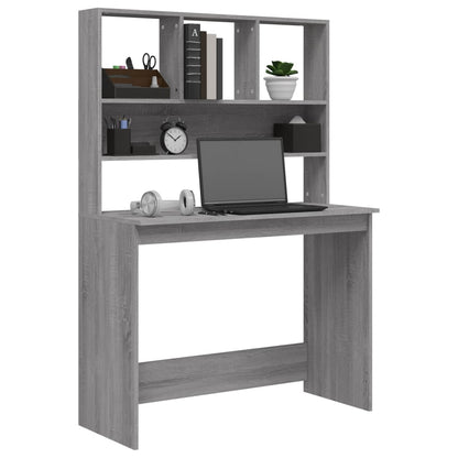Desk with shelves 102x45x148 cm processed wood gray sonoma