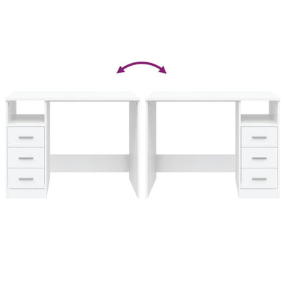 Bureau met lades 102x50x76 cm bewerkt hout wit