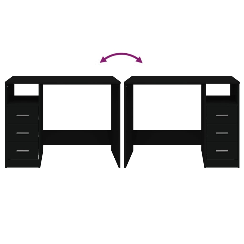 Bureau met lades 102x50x76 cm bewerkt hout zwart