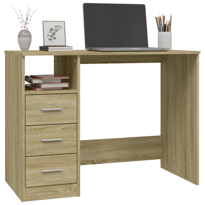 Desk with drawers 102x50x76 cm processed wood sonoma oak color