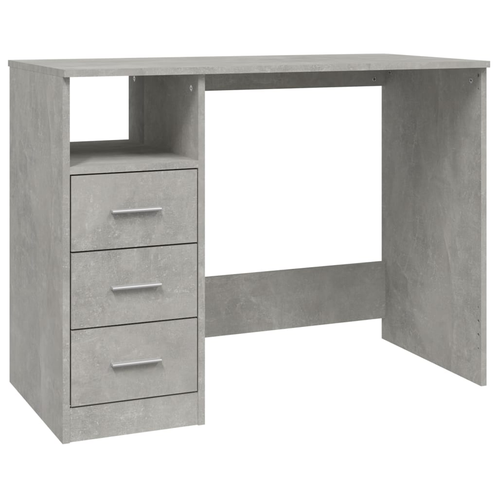 Desk with drawers 102x50x76 cm processed wood concrete gray