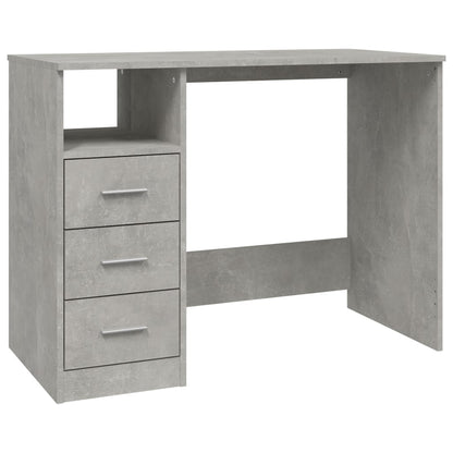 Desk with drawers 102x50x76 cm processed wood concrete gray