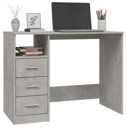 Desk with drawers 102x50x76 cm processed wood concrete gray