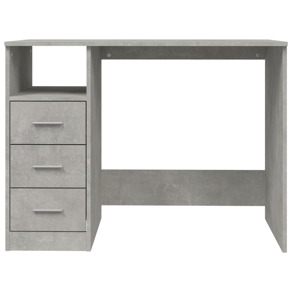 Desk with drawers 102x50x76 cm processed wood concrete gray