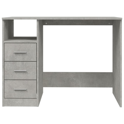 Desk with drawers 102x50x76 cm processed wood concrete gray
