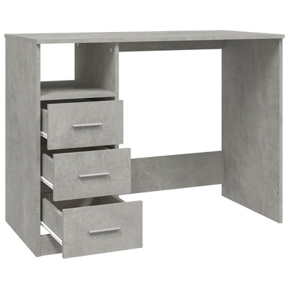 Desk with drawers 102x50x76 cm processed wood concrete gray