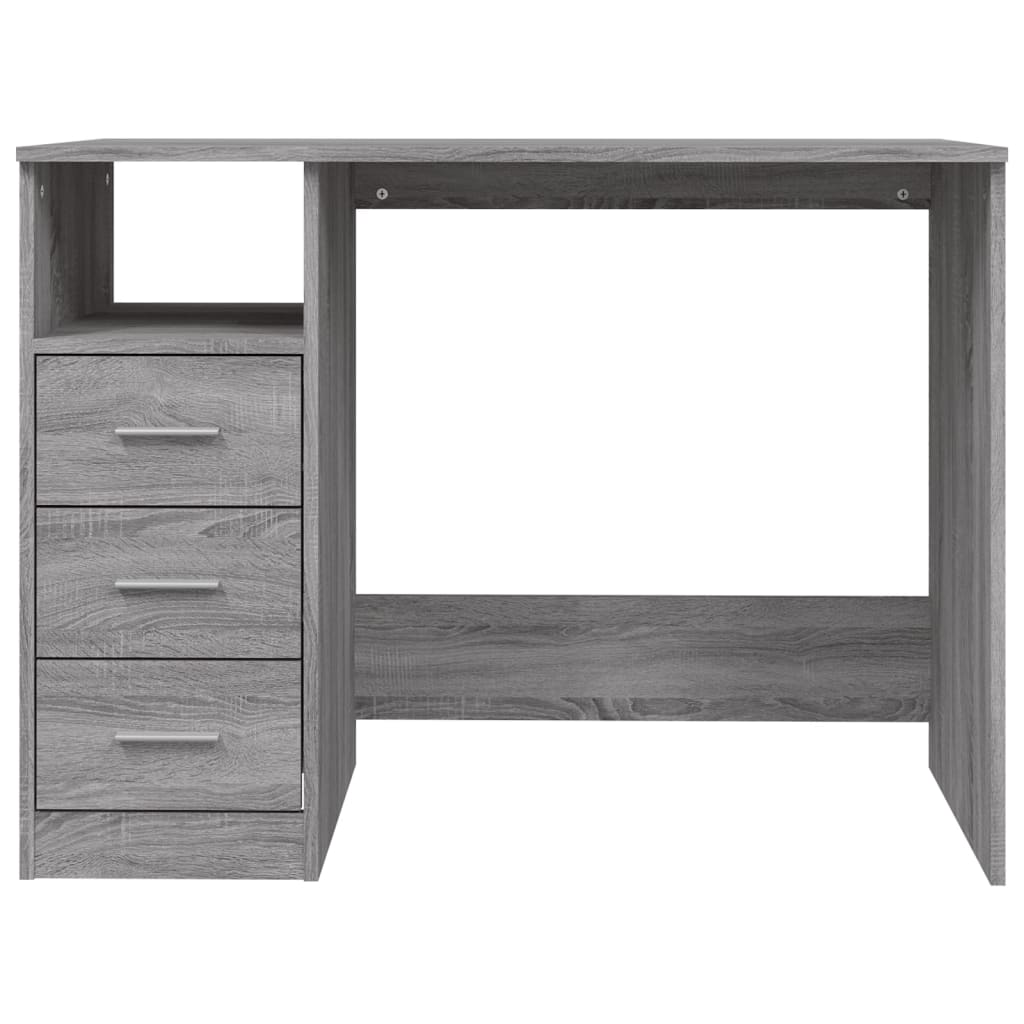 Desk with drawers 102x50x76 cm processed wood gray sonoma oak