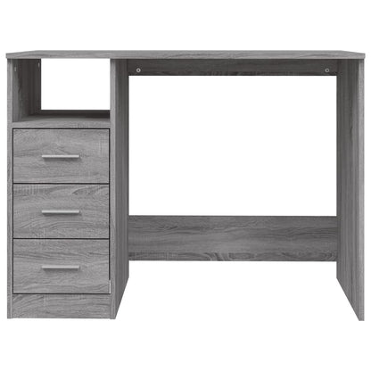 Desk with drawers 102x50x76 cm processed wood gray sonoma oak