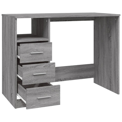 Desk with drawers 102x50x76 cm processed wood gray sonoma oak