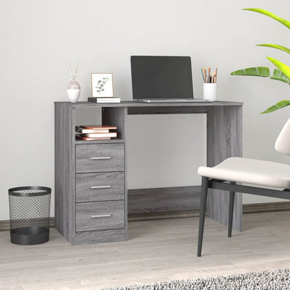 Desk with drawers 102x50x76 cm processed wood gray sonoma oak