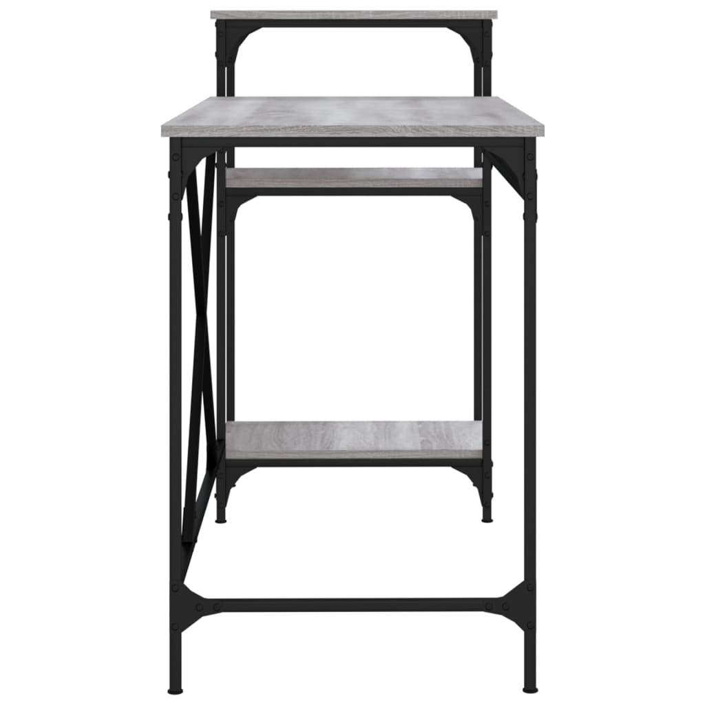 Bureau 135x50x90 bewerkt hout en ijzer grijs sonoma eikenkleur