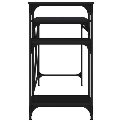 Bureau met schappen 105x50x90 cm bewerkt hout en ijzer zwart