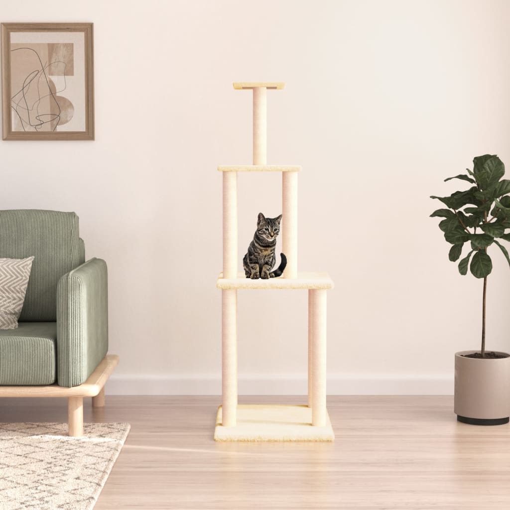 Cat furniture with sisal scratching posts 149 cm cream-colored