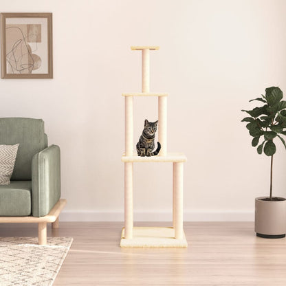 Cat furniture with sisal scratching posts 149 cm cream-colored