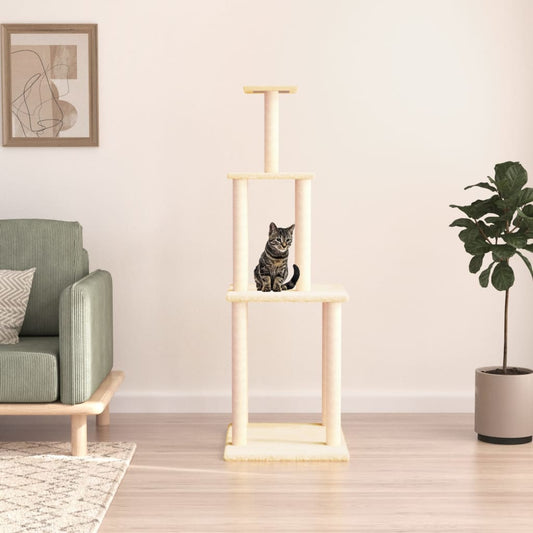 Cat furniture with sisal scratching posts 149 cm cream-colored