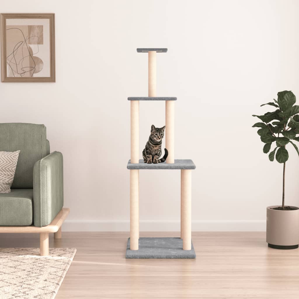 Cat furniture with sisal scratching posts 149 cm light gray