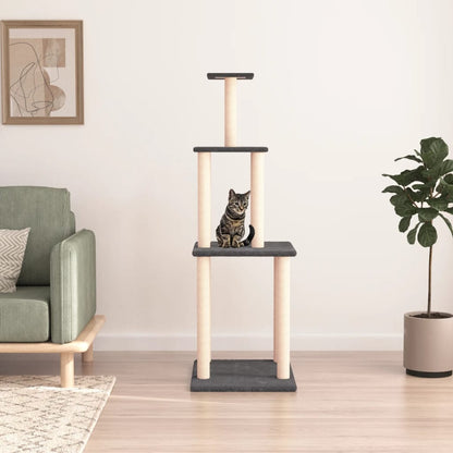 Cat furniture with sisal scratching posts 149 cm dark gray