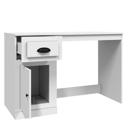 Bureau met lade 115x50x75 cm bewerkt hout hoogglans wit