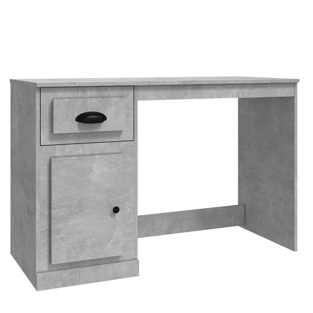 Desk with drawer 115x50x75 cm processed wood concrete gray