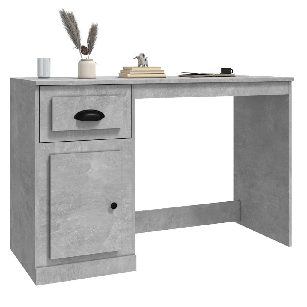 Desk with drawer 115x50x75 cm processed wood concrete gray