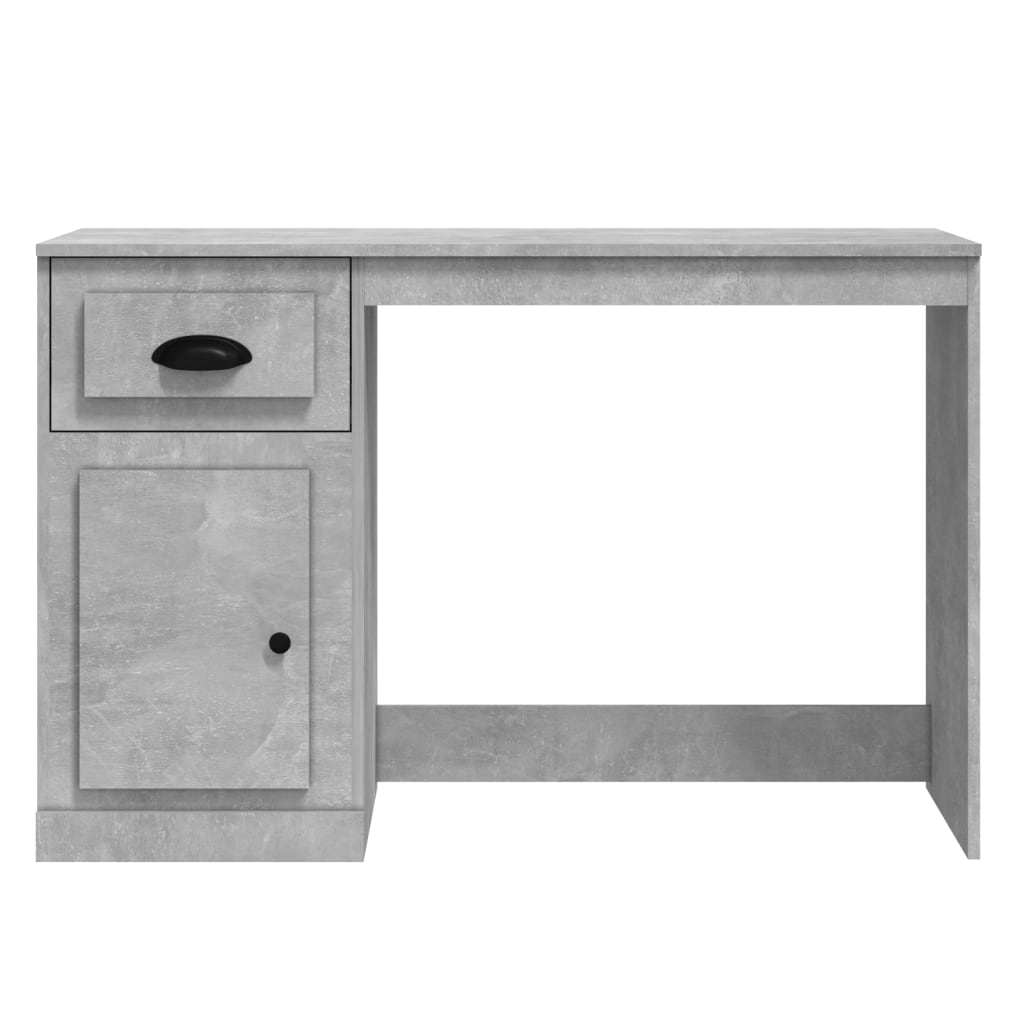 Desk with drawer 115x50x75 cm processed wood concrete gray