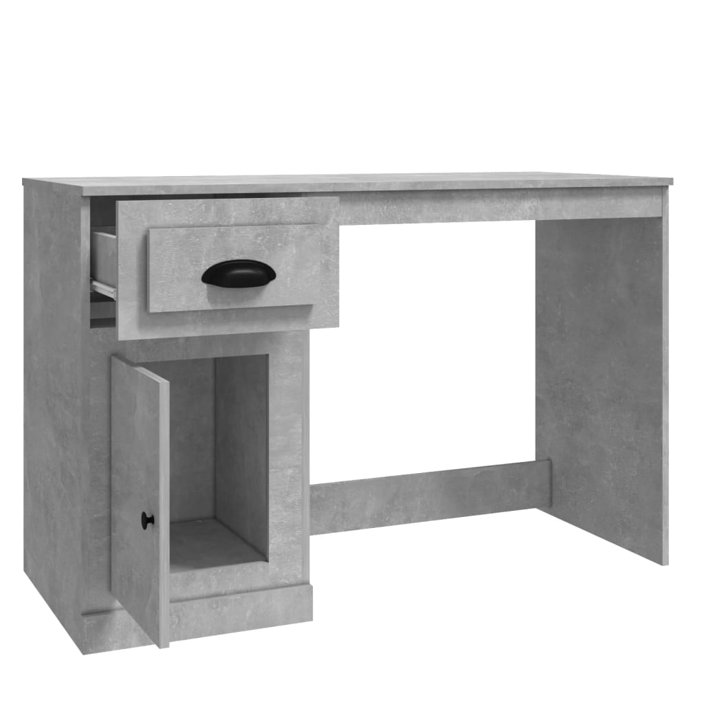 Desk with drawer 115x50x75 cm processed wood concrete gray