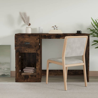 Bureau met lade 115x50x75 cm bewerkt hout gerookt eikenkleurig