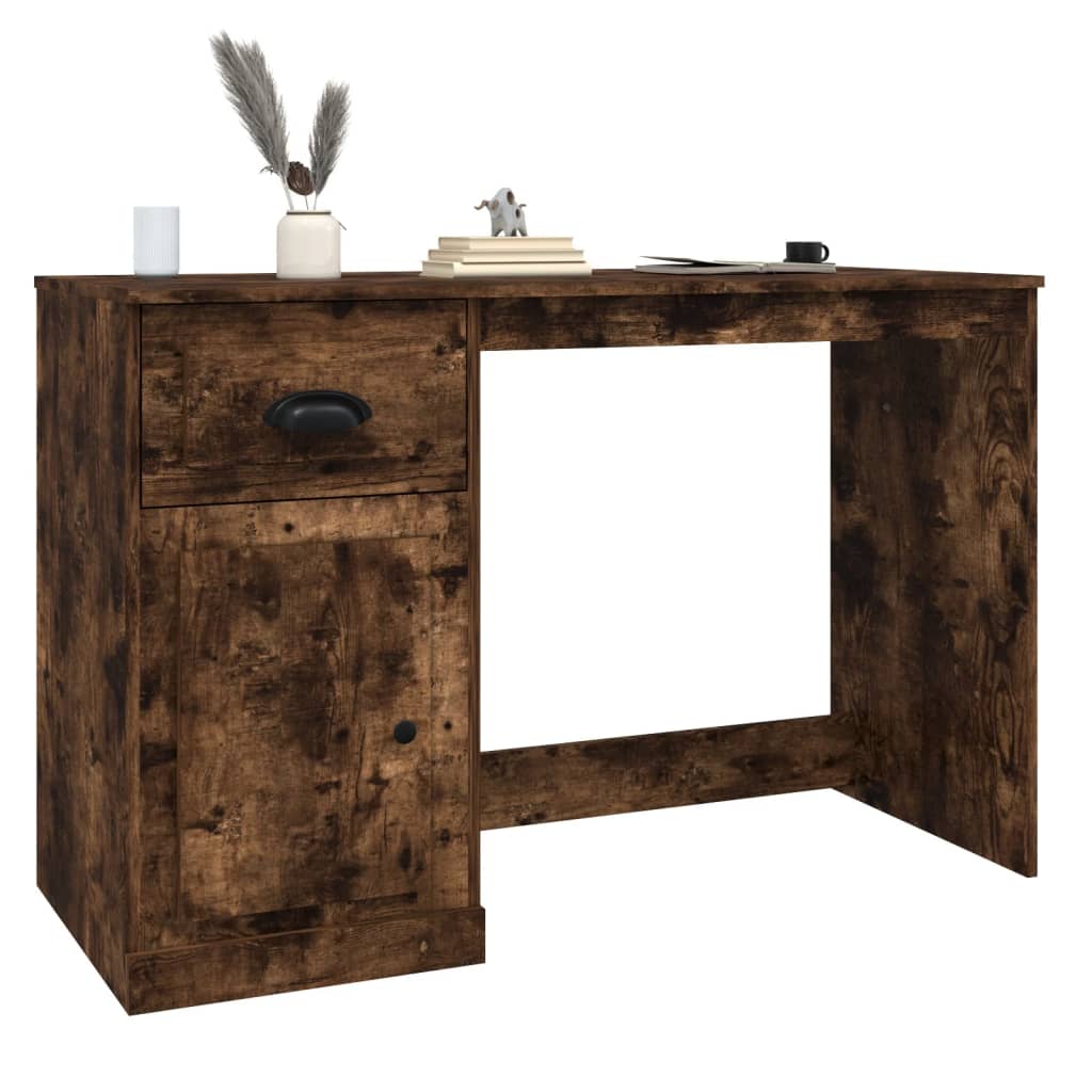 Bureau met lade 115x50x75 cm bewerkt hout gerookt eikenkleurig