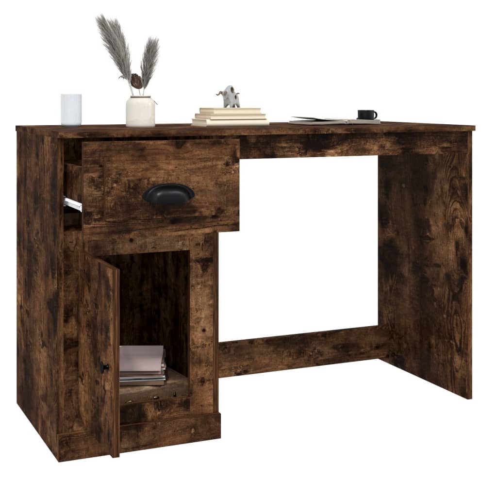 Bureau met lade 115x50x75 cm bewerkt hout gerookt eikenkleurig